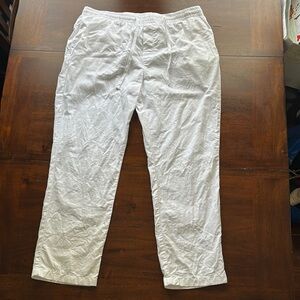 Nautica White Drawsteibf Pants Lightweight Cotton/Linen Blend
